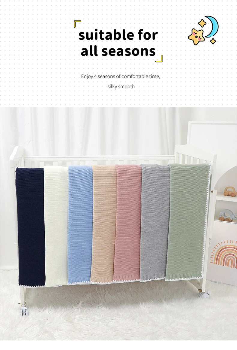 Baby Blankets Knitted Newborn Boy Girl Bedding Quilt 90*70CM Plaid Infant Stroller Swaddle Envelop Wrap Fashion Solid Super Soft