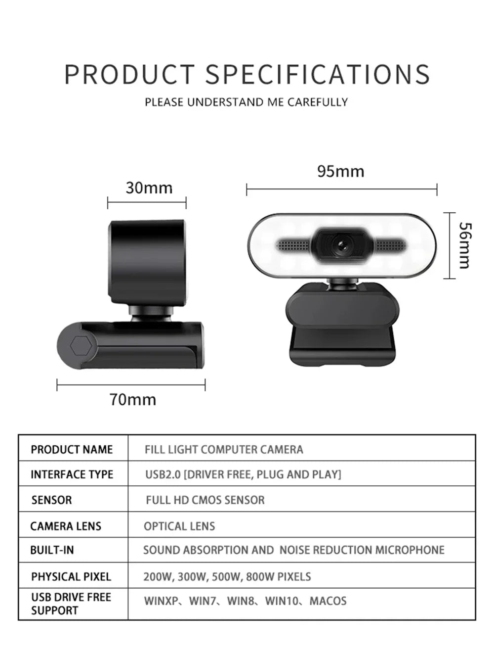 4k Webcam Autofocus Hd Webcam With Fill Light Rotatable Laptop Webcam Pc Computer Camera With Microphone For Youtube Video