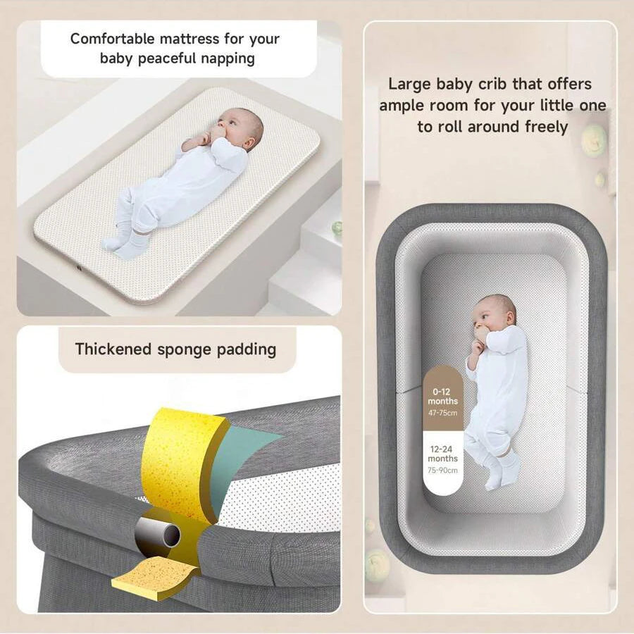 Sejoy 3 in 1 Rocking Crib Baby Bassinet Newborn Beside Sleeper Infant Sleeping Bed Convertible