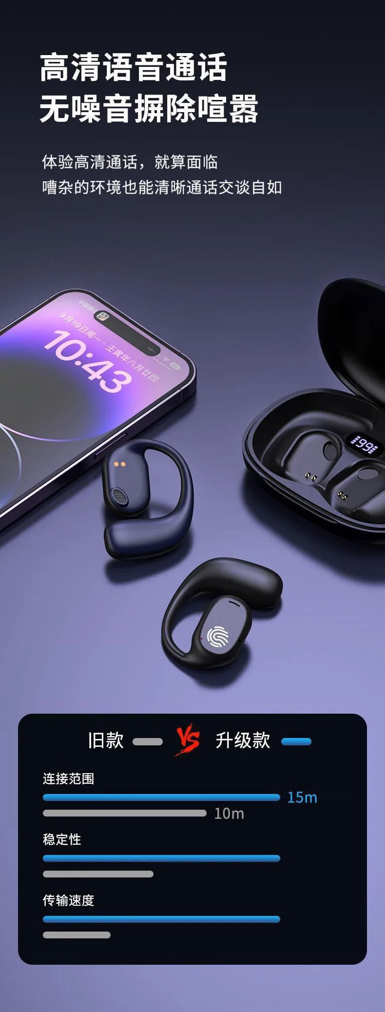 XIAOMI GT280 Bluetooth Wireless Earphones Smart Touch Noise Reduction Microphone HIFI Stereo Life Waterproof Sports Earphones
