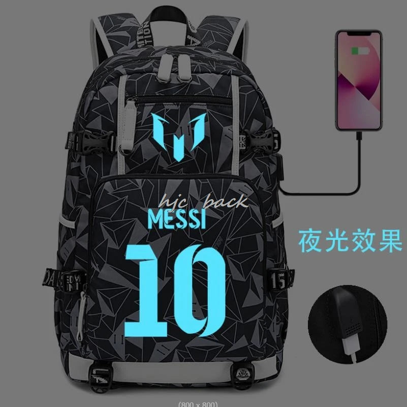 Football Stars Messi Backpacks Camouflage USB Teens School Bags Waterproof Boys Girls Casual Travel Laptop knapsacks Best Gift