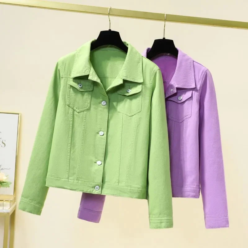 Trendy Denim Jacket For Women Cropped Slim Fit Spring Spring Colorful Student Top Popular On The Internet Versatile Clothing