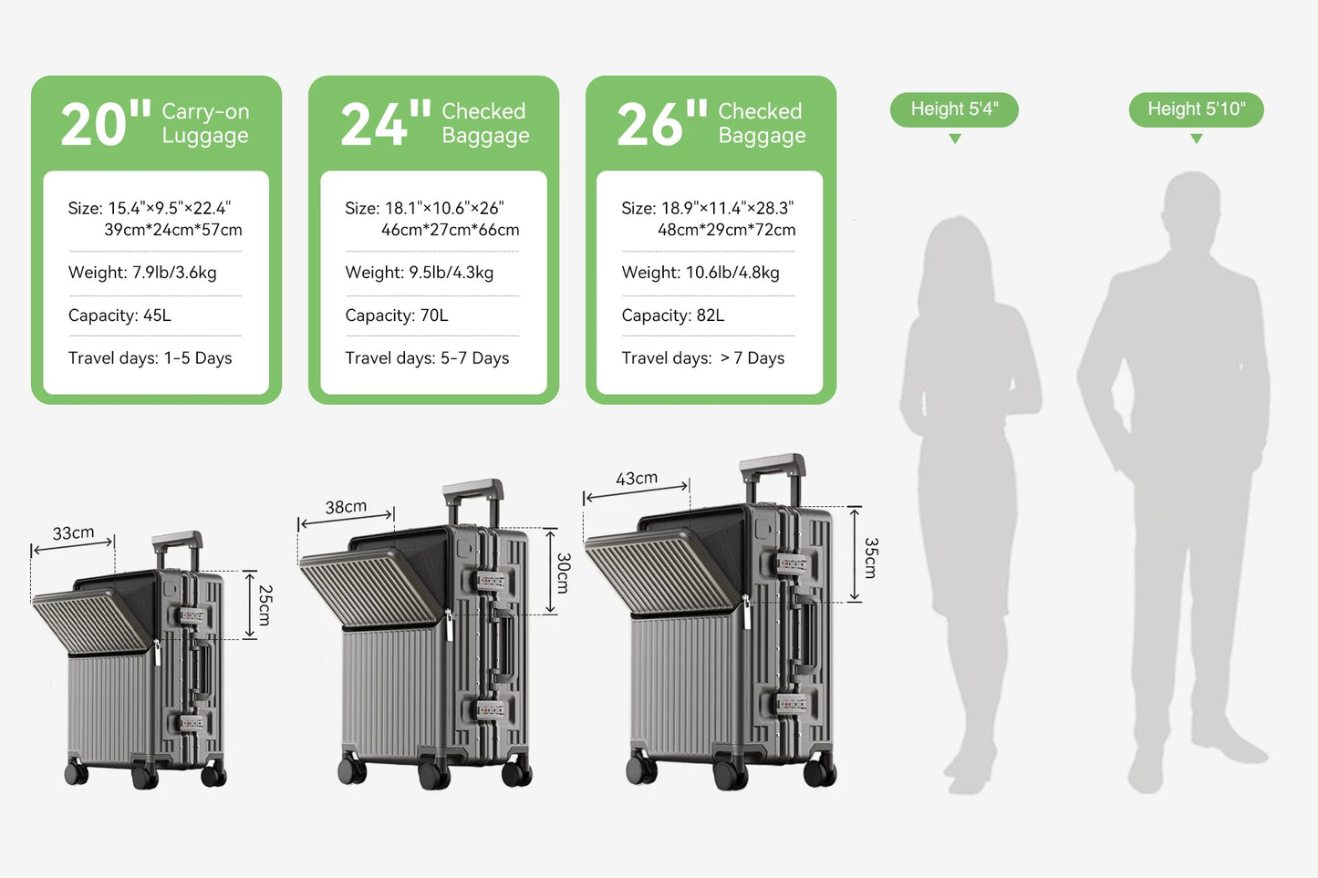 AIWEINY 2025 Aluminum Frame Suitcase PC Hard Shell Pressure-Resistant Travel Luggage, 360° Silent Swivel Wheels, with TSA Lock.