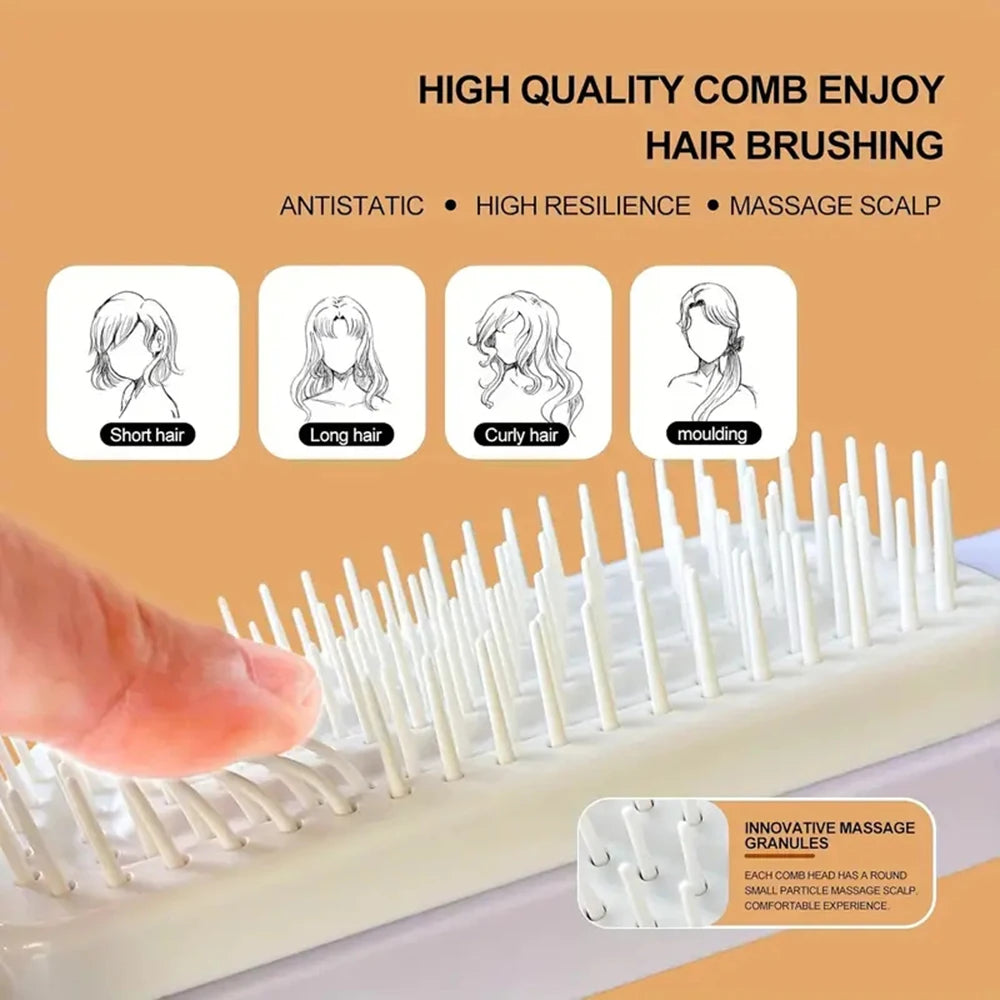 Self-Cleaning Scalp Massage Comb Air-bag Hair Comb Portable Anti-Detangling Hair Brush For Hair Styling One-key Cleaning Tools