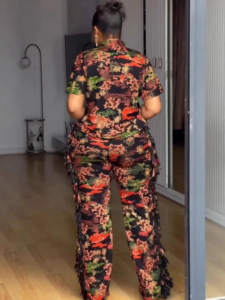 2 Piece Women Set Summer Autumn Short Sleeve Shirt Blouse Top And Pants Suits Outfits Fashion Office Lady Matching Sets Outfit