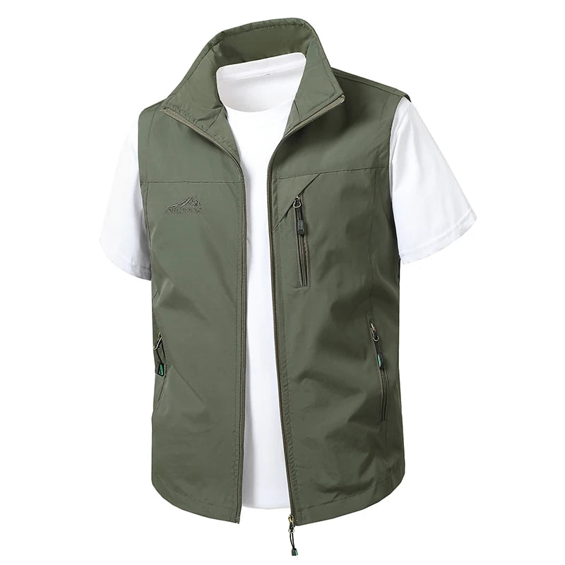 Outdoor Autumn Waistcoat Men Thin Waistcoat Spring Autumn Leisure Multi-pocket Waistcoat Sleeveless Coat Casual Daily Coat