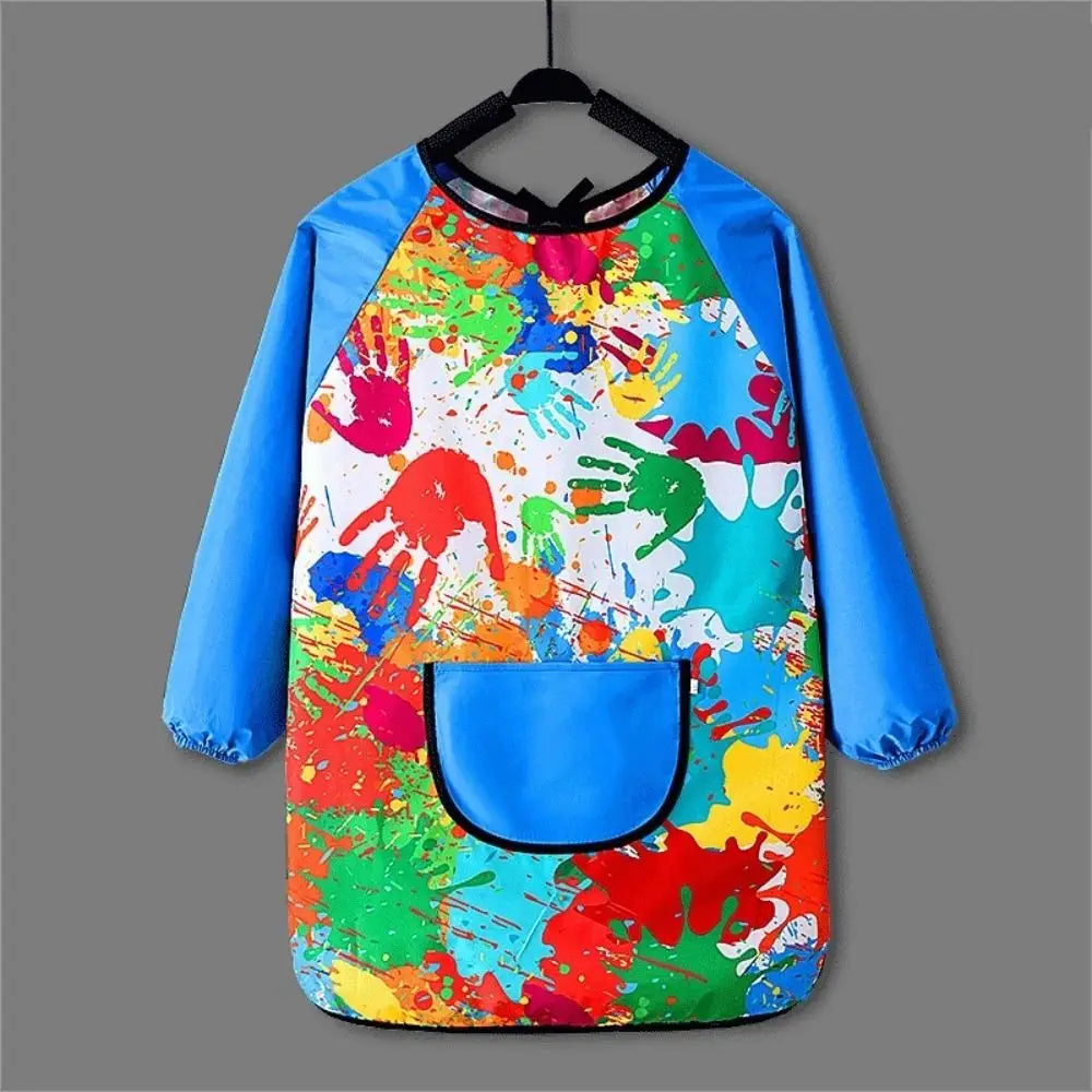 Children's Painting Waterproof Long Sleeved Cover Kindergarten Art Painting Reverse Dressing Baby Eating Bib Kids Apron