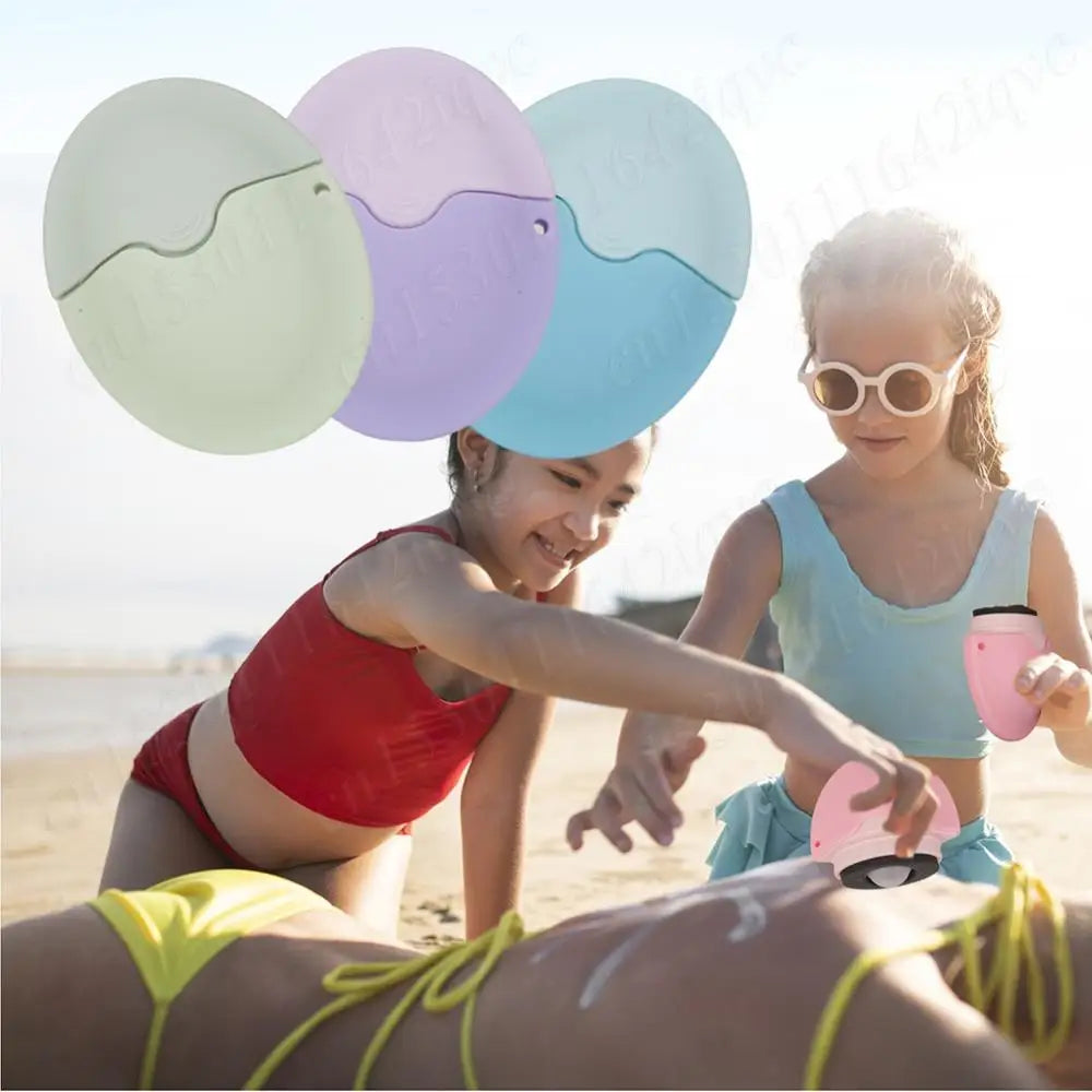 55ML Sunscreen Applicator Portable Refillable Roll on Sponge Applicator Silicone Suncream Lotion Applicators for Family Travel