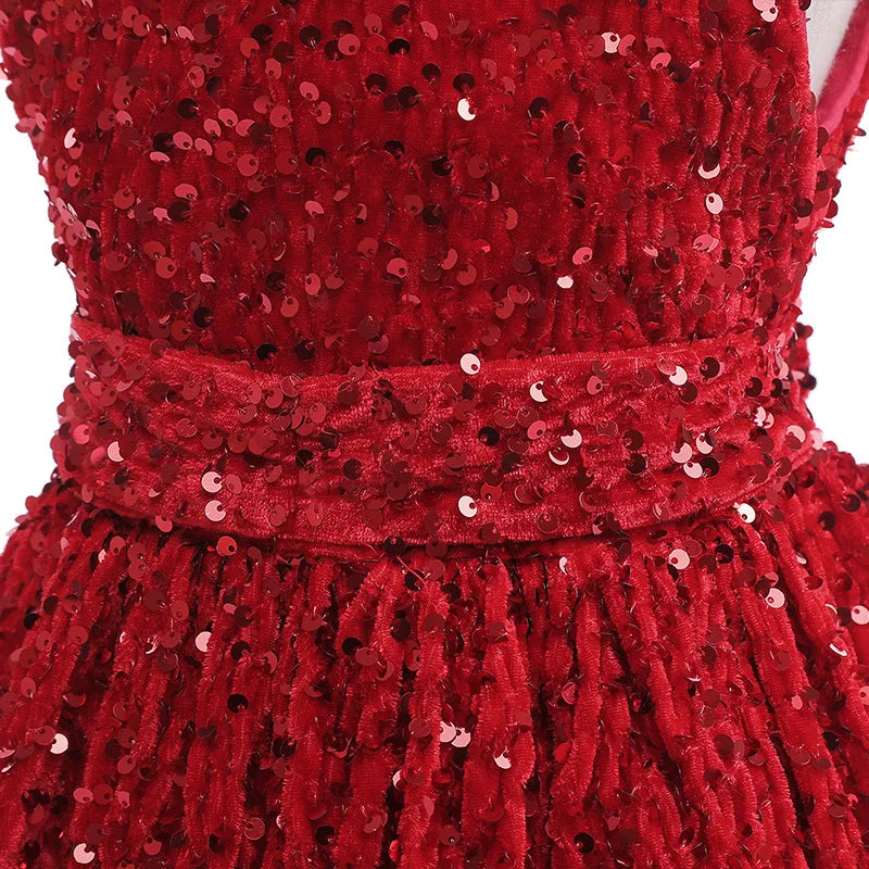 Luxury Dresses For Children Christmas Dress Sparkling Sequin Sleeveless Dress For Toddler Girls Formal Prom Party Pageant Gown