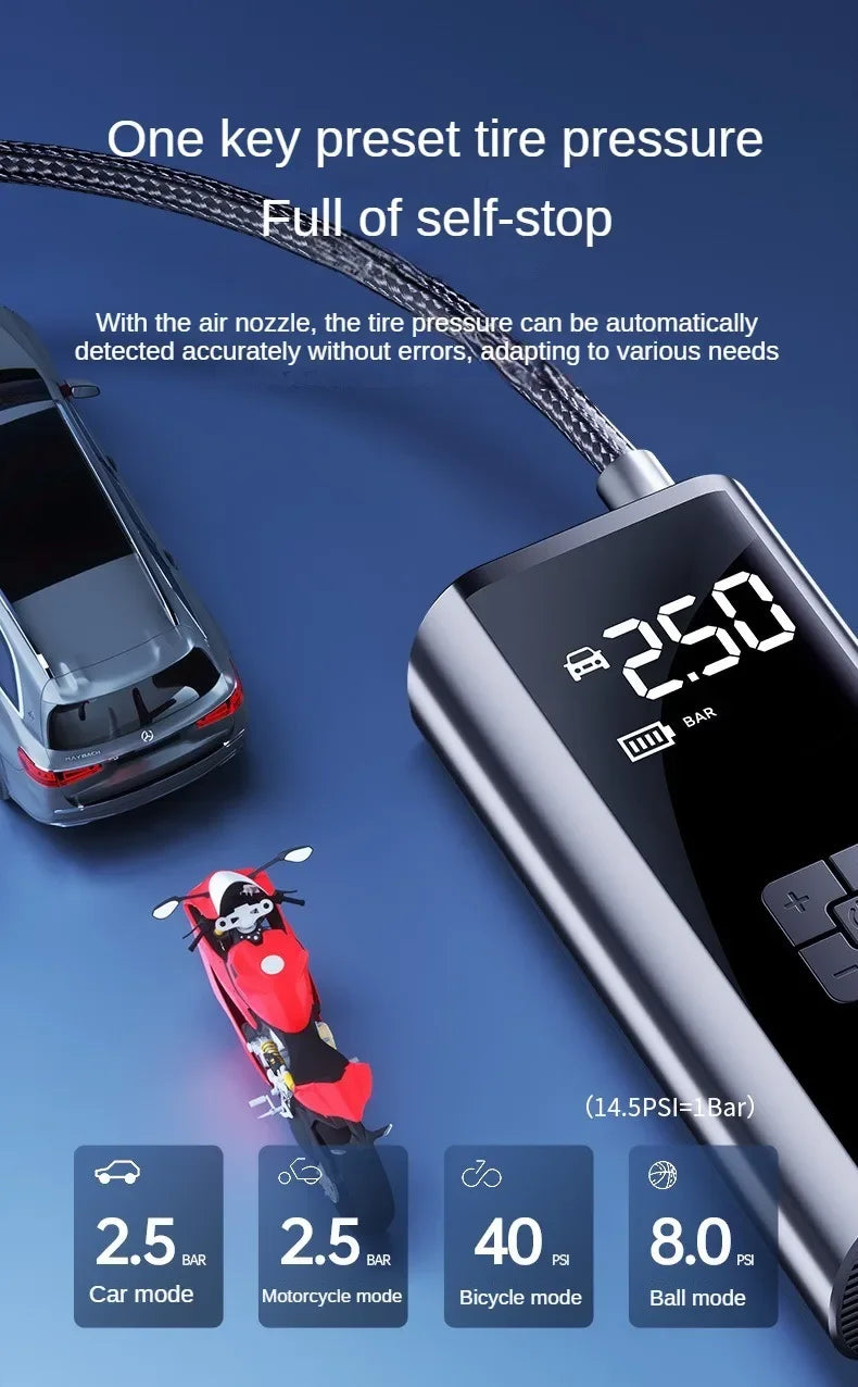EAFC Portable Tire Inflator Rechargeable Electric Inflator For Car Bicycle Digital Air Compressor Football Ball Inflator Pump