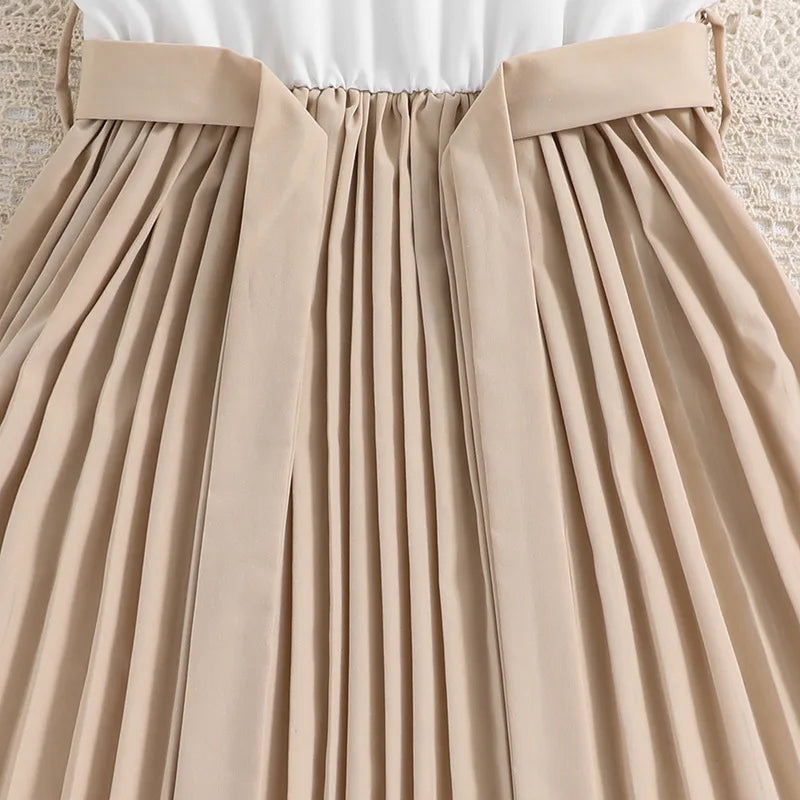 New Summer Fashion Summer Girls Dress Cute Splicing Style Bow Sleeveless Princess Dresses For Kids Children Birthday Present