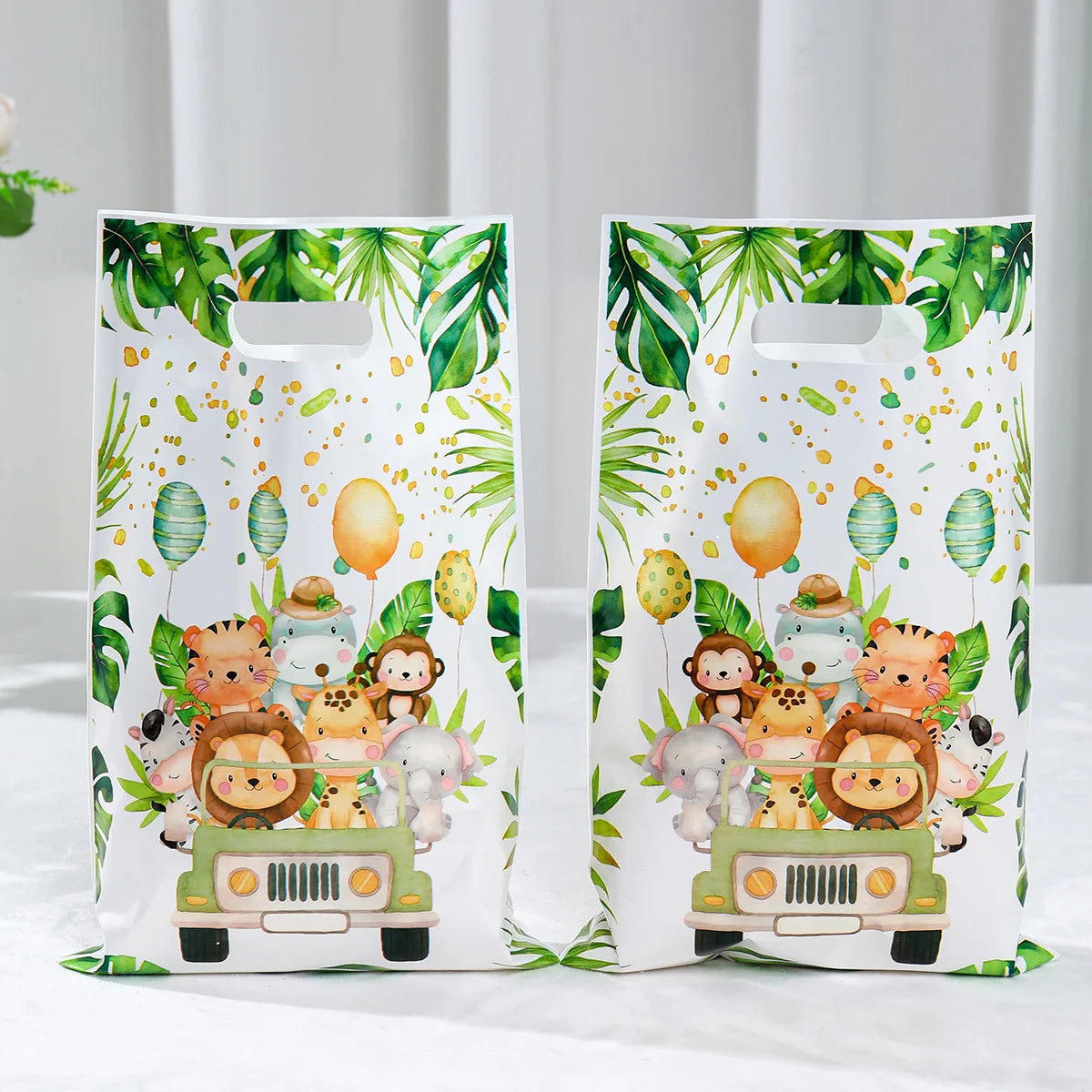Jungle Animals Party Gift Biscuit Candy Packing Bag Jungle Safari Birthday Party Decor Kids Wild One Party Supplies Baby Shower