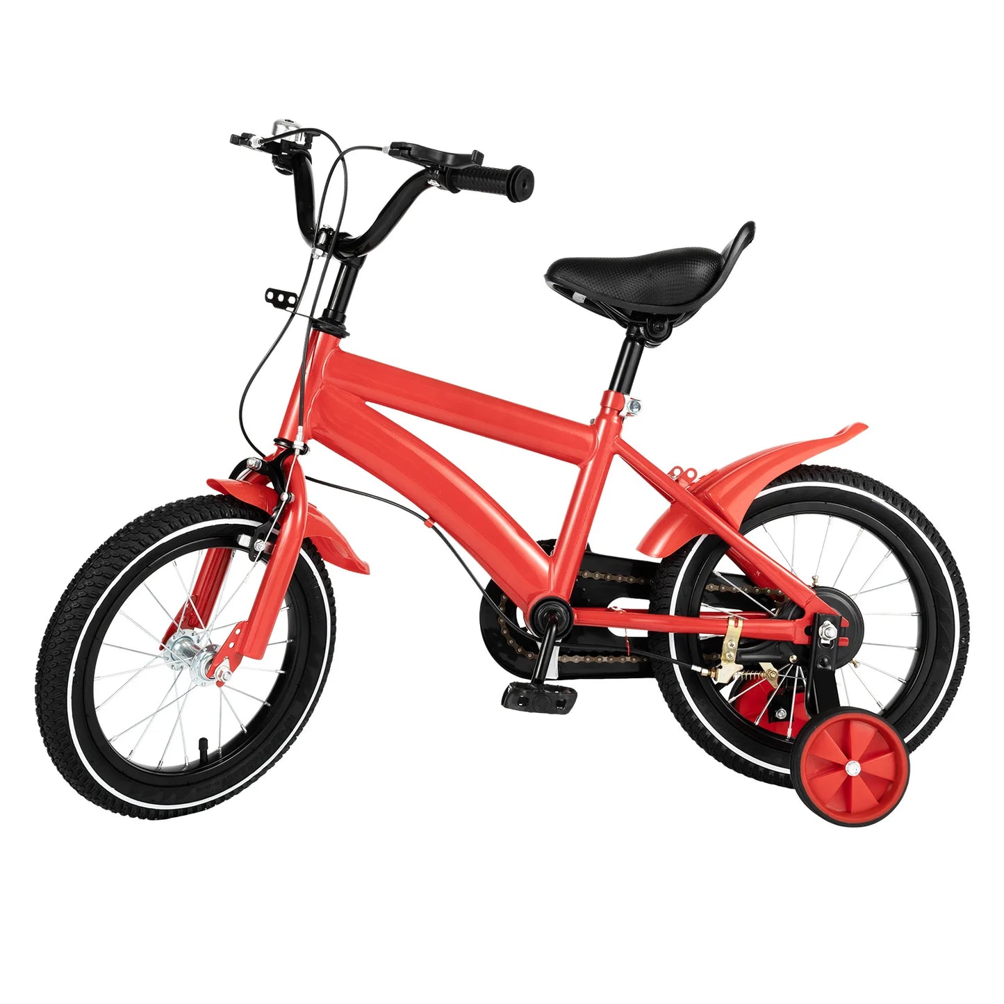 14 Inch Kids Bike Adjustable Seat Dual Brakes Children's Bicycle Load 50kg w/Training Wheels for Ages 2-4, Yellow/Blue/Red/White