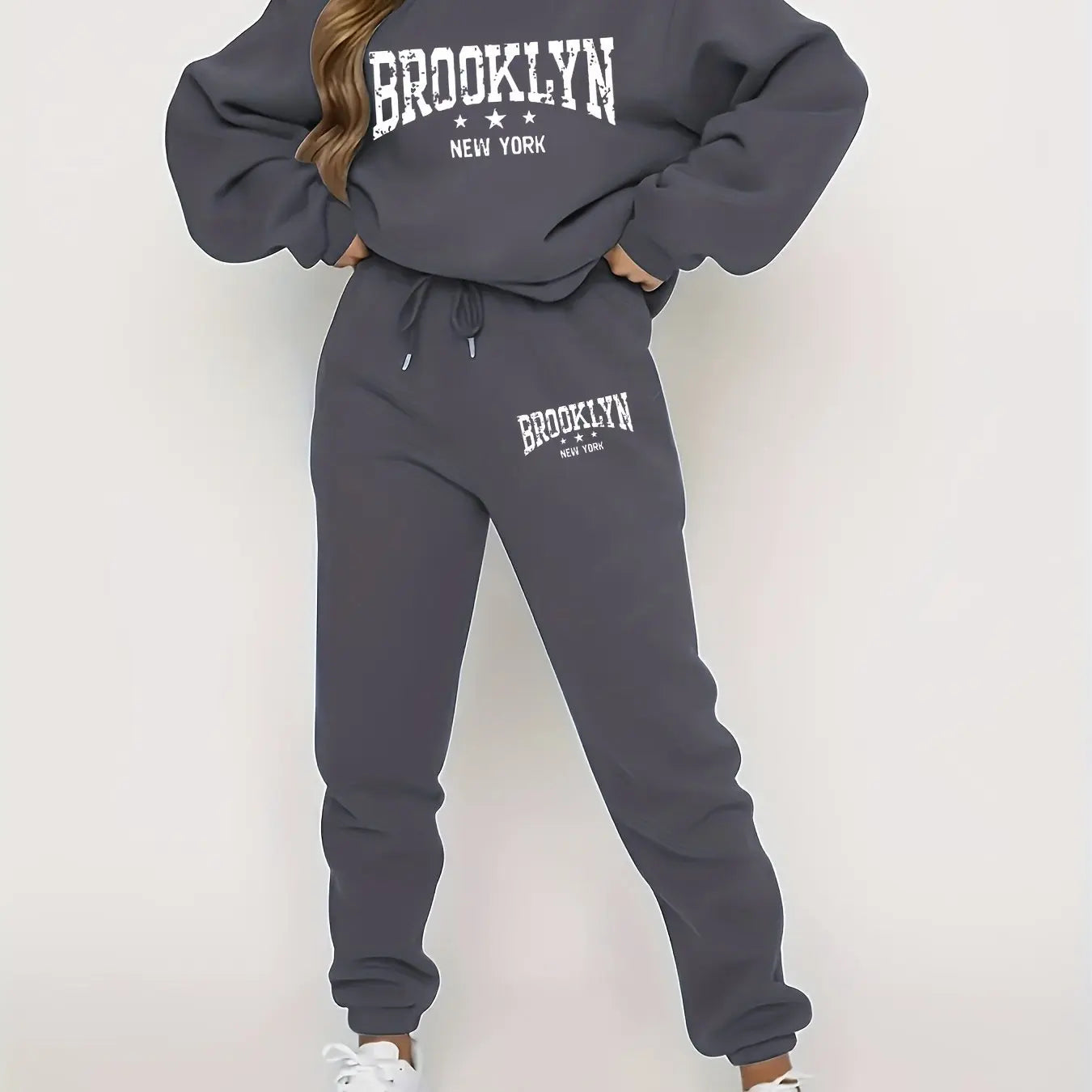 Autumn Winter Women's Sweater Pants Set Women Hoodie set Street Hip Hop Clothing Casual Female Clothing Plush sweatshirt
