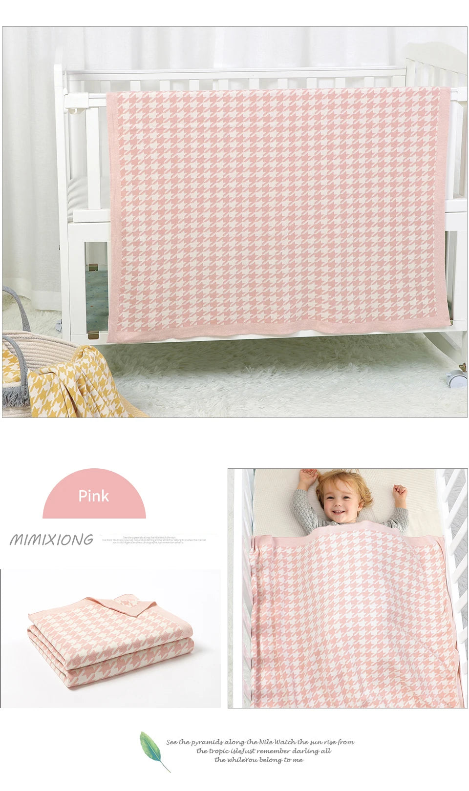 Baby Blankets Newborn Cotton Swaddle Wrap Plaid for Infant Kids Boys Girls Ultra-Soft Reversible Knitted Toddler Receiving Mats
