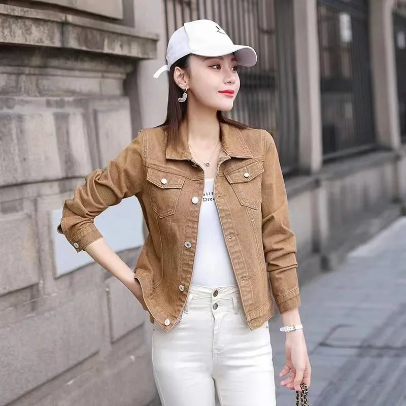 Trendy Denim Jacket For Women Cropped Slim Fit Spring Spring Colorful Student Top Popular On The Internet Versatile Clothing
