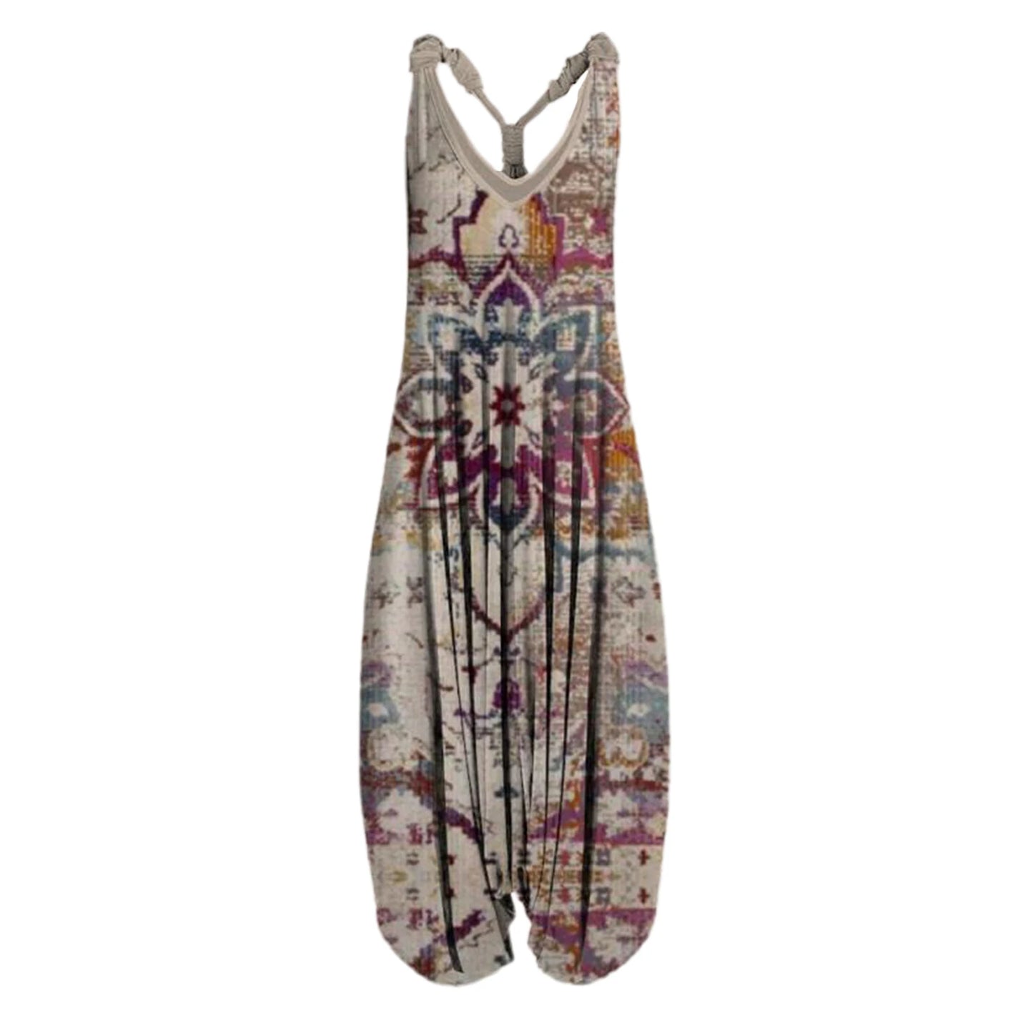Vintage Womens Summer Playsuit Romper Jumpsuit Ladies Sleeveless Casual Floral Print Elegant High Waist Jumpsuits Комбинезоны