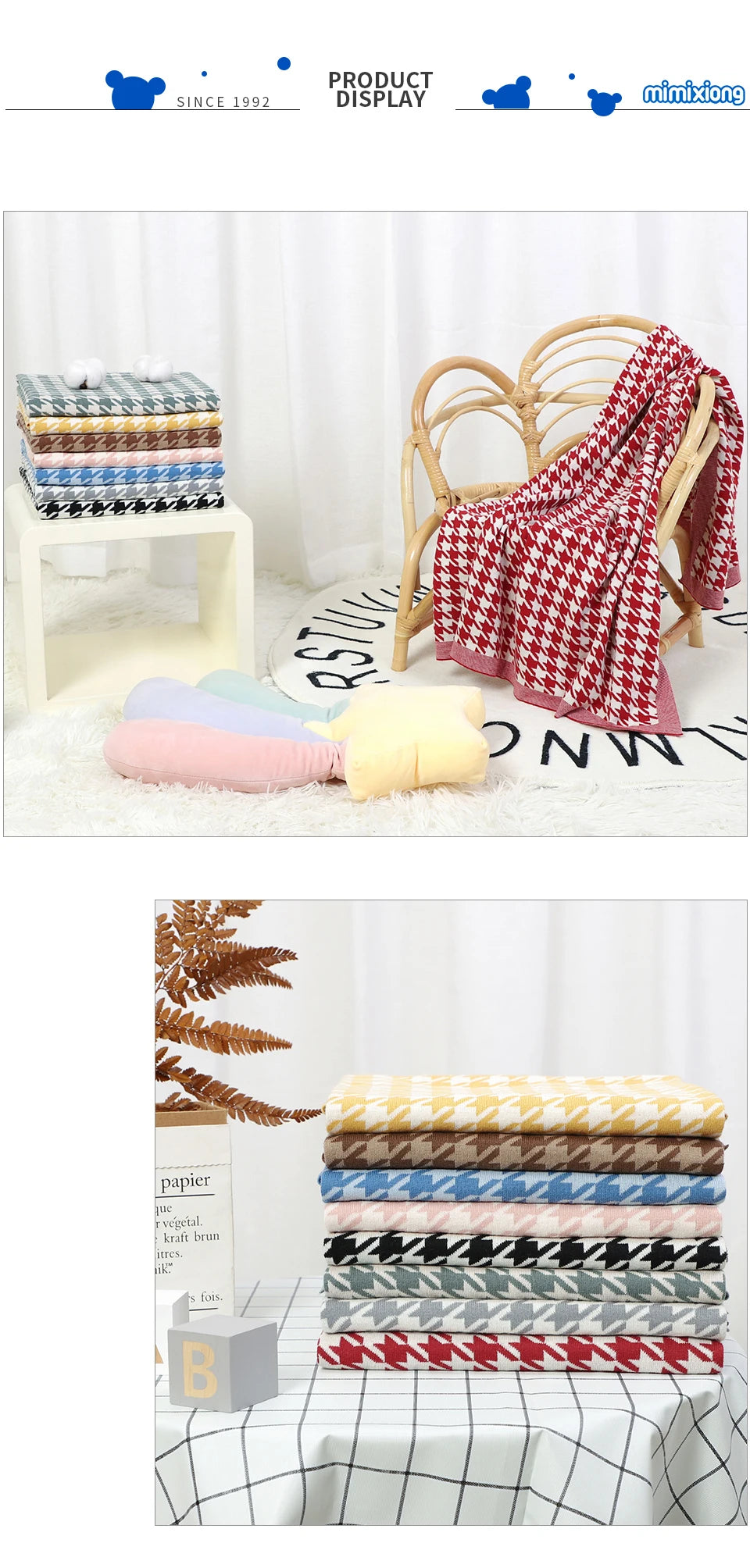 Baby Blankets Newborn Cotton Swaddle Wrap Plaid for Infant Kids Boys Girls Ultra-Soft Reversible Knitted Toddler Receiving Mats