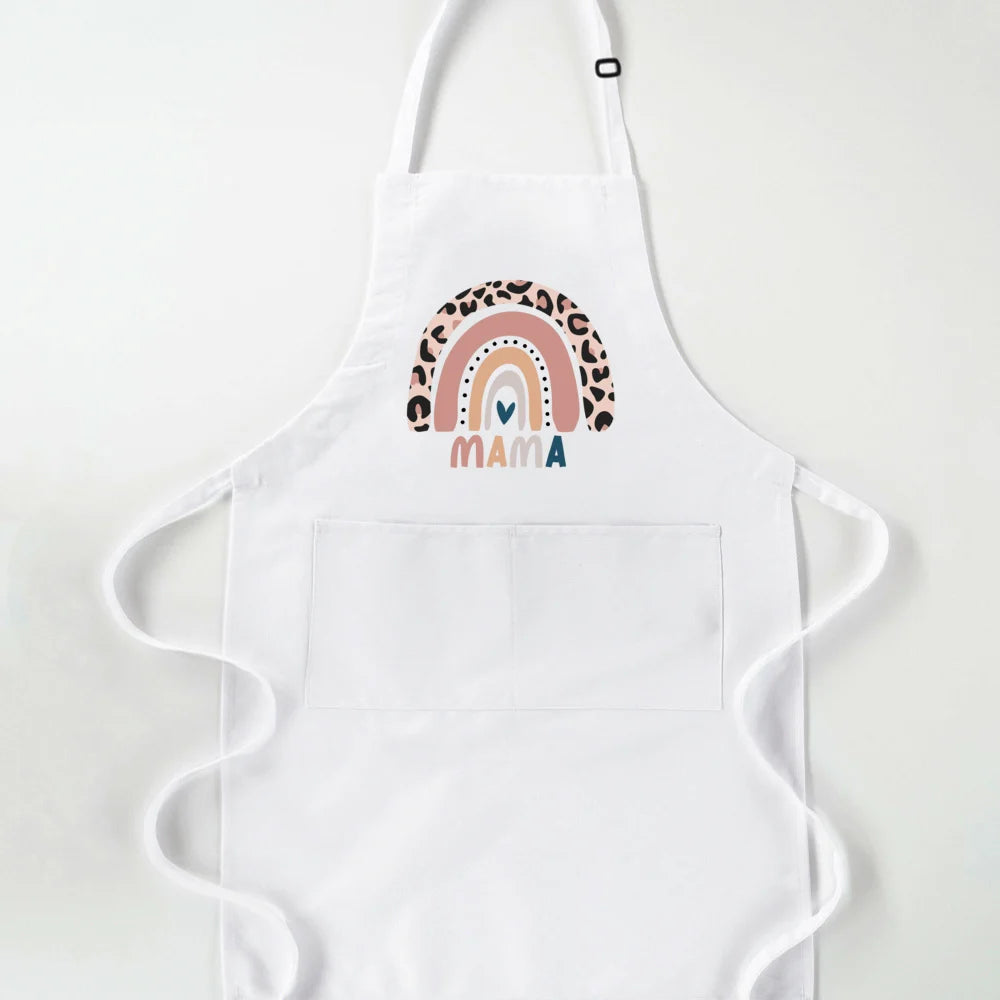Rainbow Mama Rainbow Mini Print Apron Mom Kids Family Matching Apron Mother Girl Kitchen Apron Cooking Baking Pinafore Gift 1pcs