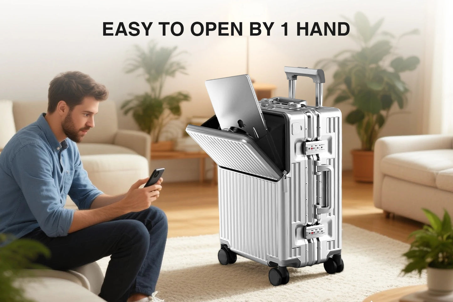 AIWEINY 2025 Aluminum Frame Suitcase PC Hard Shell Pressure-Resistant Travel Luggage, 360° Silent Swivel Wheels, with TSA Lock.