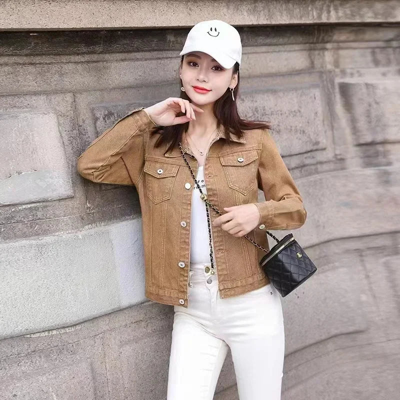 Trendy Denim Jacket For Women Cropped Slim Fit Spring Spring Colorful Student Top Popular On The Internet Versatile Clothing