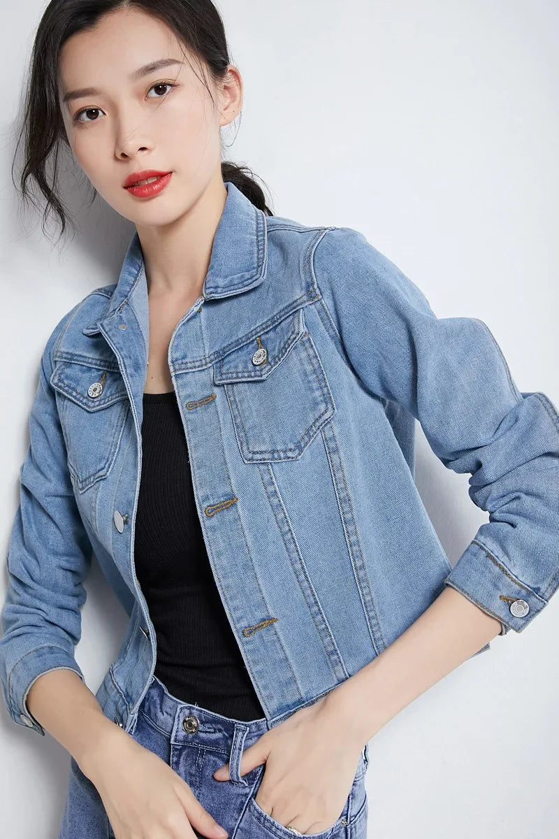 Trendy Denim Jacket For Women Cropped Slim Fit Spring Spring Colorful Student Top Popular On The Internet Versatile Clothing
