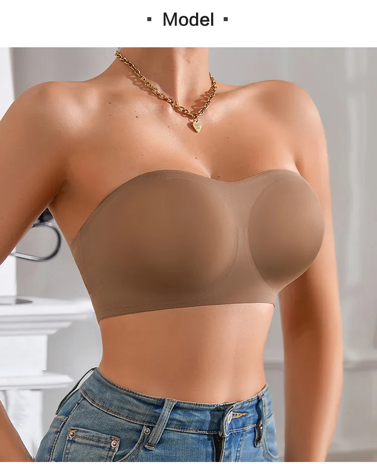 1Pc/3Pcs/Pack YMQJ Removable Padded Soft Ice Silk Traceless Women Brasseries Wire Free Seamless Bra For Women Strapless Bra