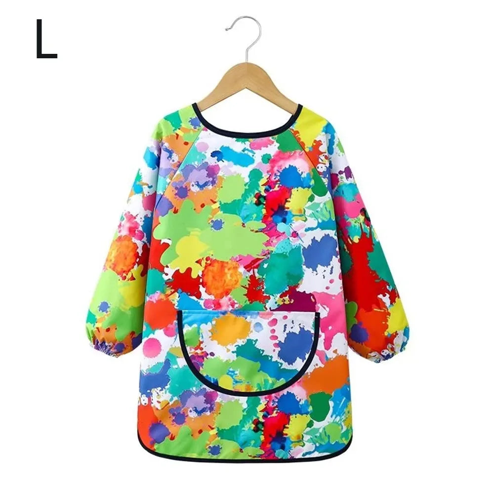 New Polyester Kids Painting Apron Waterproof Long Sleeved Cooking Apron Cosplay Costume Art Bibs