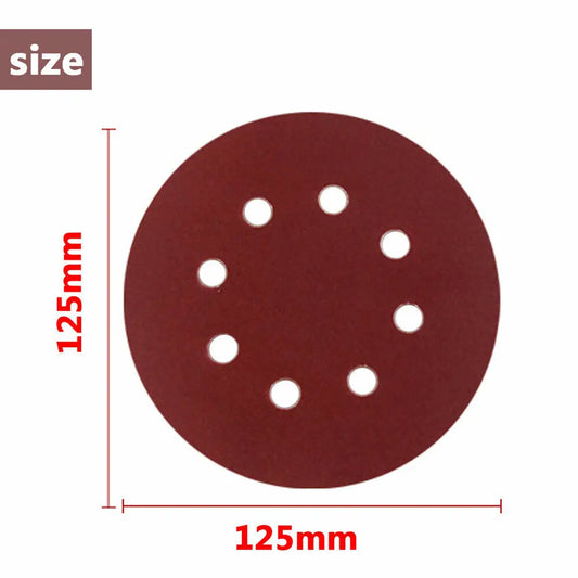 100PCS 125MM-5" SANDING DISCS 40 60 80 120 240 GRIT ORBITAL SANDER PADS