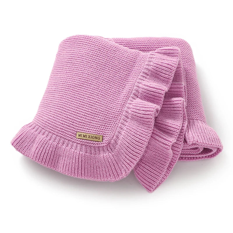 Baby Blankets Knitted Infant Boys Crib Bedding Quilt Girls Plaid 90*70cm Newborn Stroller Swaddling Warp Fashion Solid Ruffles