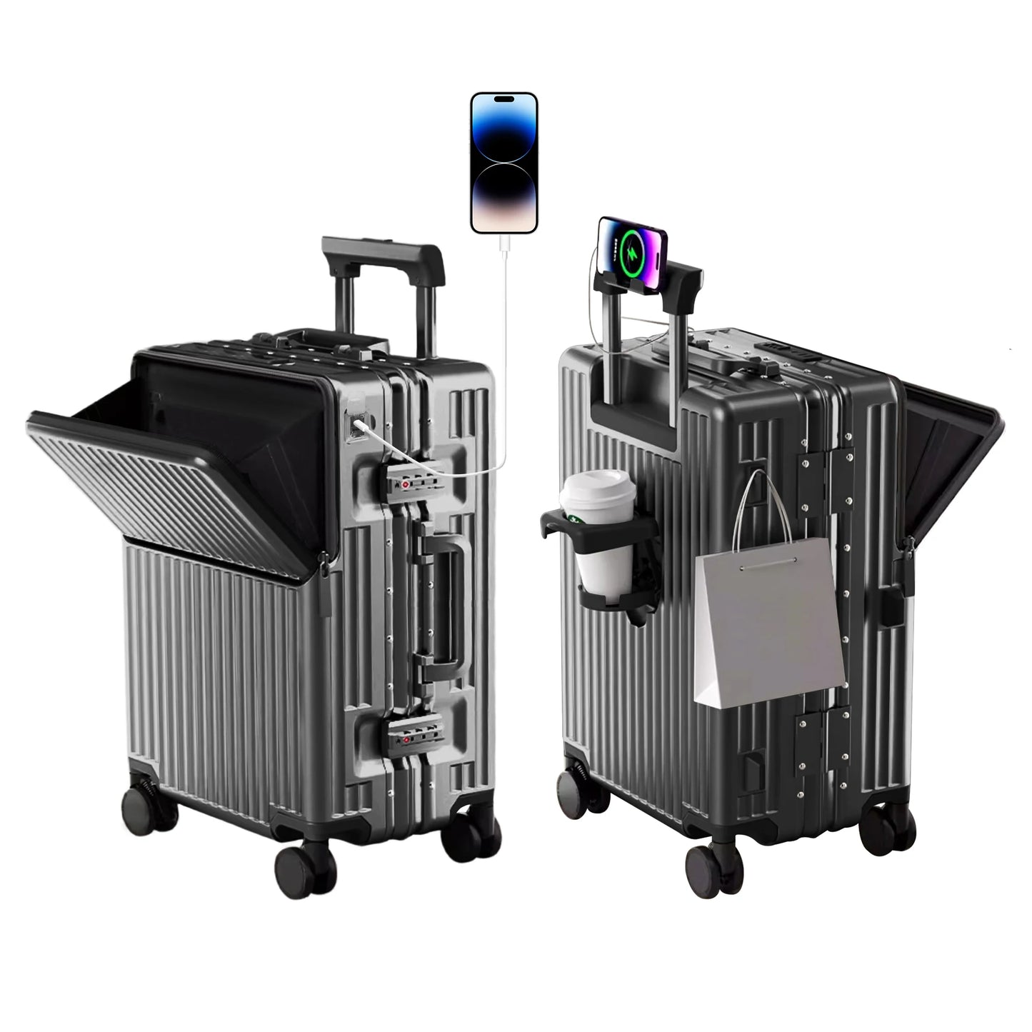 AIWEINY 2025 Aluminum Frame Suitcase PC Hard Shell Pressure-Resistant Travel Luggage, 360° Silent Swivel Wheels, with TSA Lock.