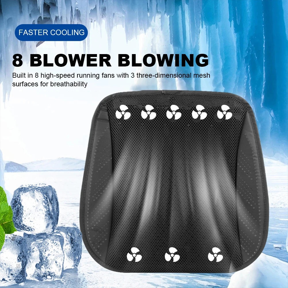 Car Cooling Cushion with Fan Universal Ice Silk Seat Cushion Blowing Ventilation Summer Cool Air Seat Cushion Car Interior Acces