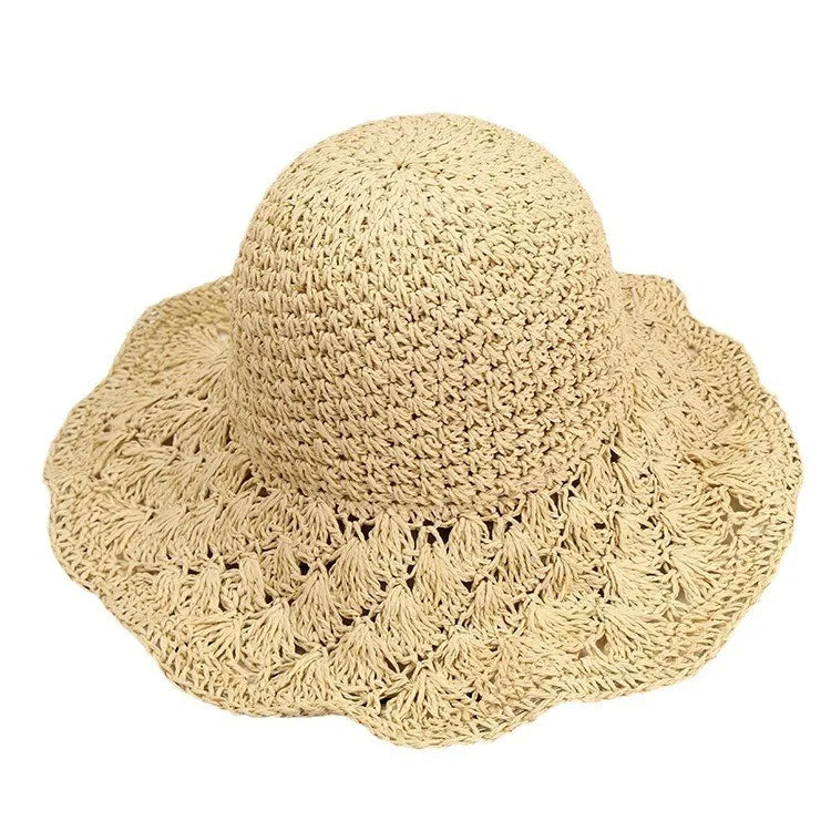 Women Raffia Straw Hat Summer Handmade Floppy Ladies Visor Hat Foldable Panama Beach Anti-UV Sun Hat