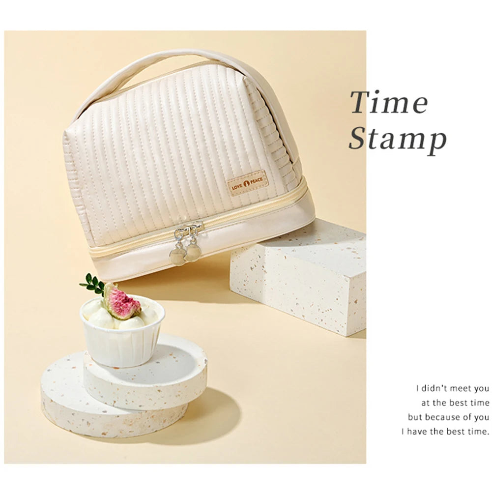 Girls Cosmetic Bag for Makeup PU Leather Make Up Organizer Case Handbag Women Travel Toiletry Storage Pouch Make Up Case