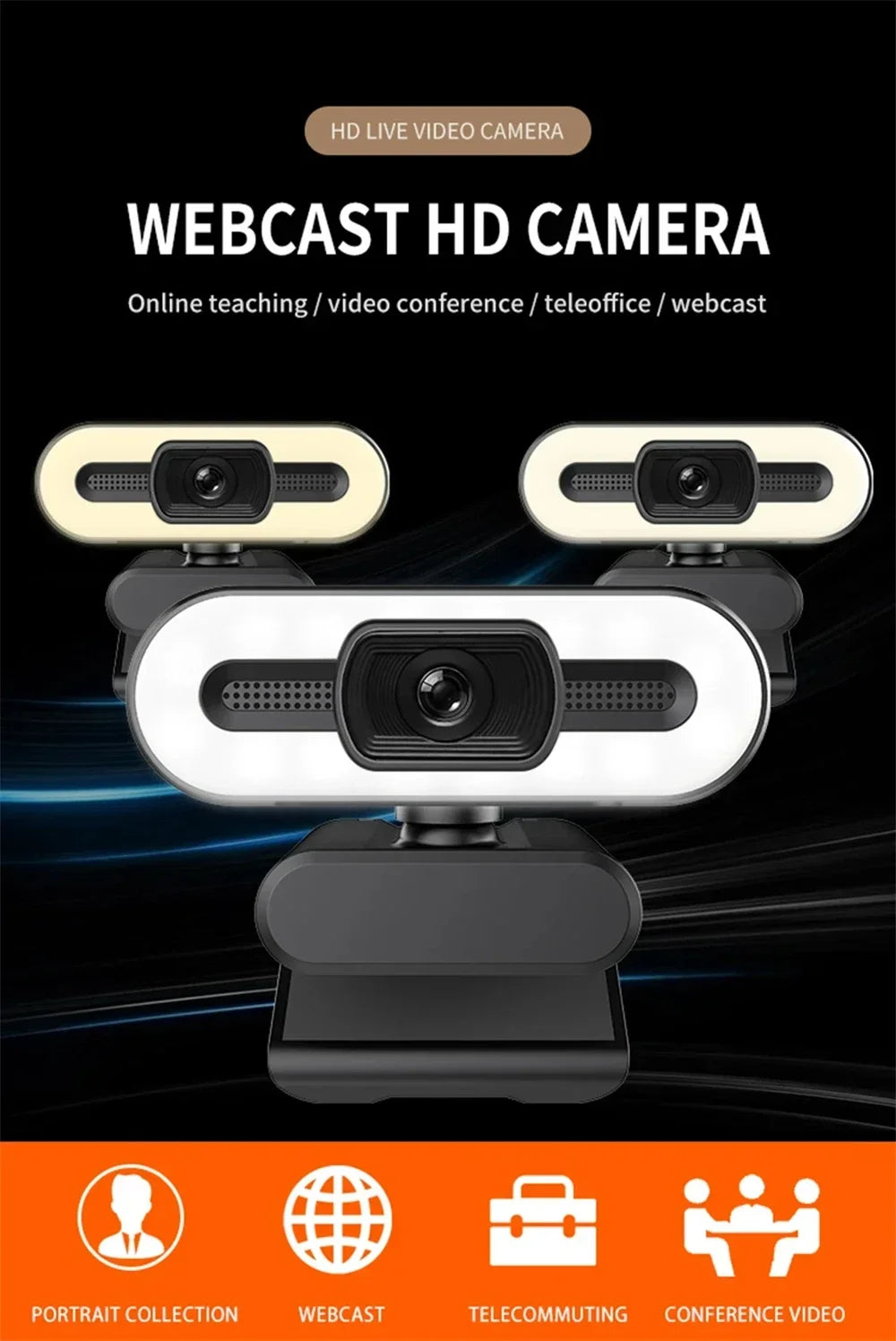 4k Webcam Autofocus Hd Webcam With Fill Light Rotatable Laptop Webcam Pc Computer Camera With Microphone For Youtube Video