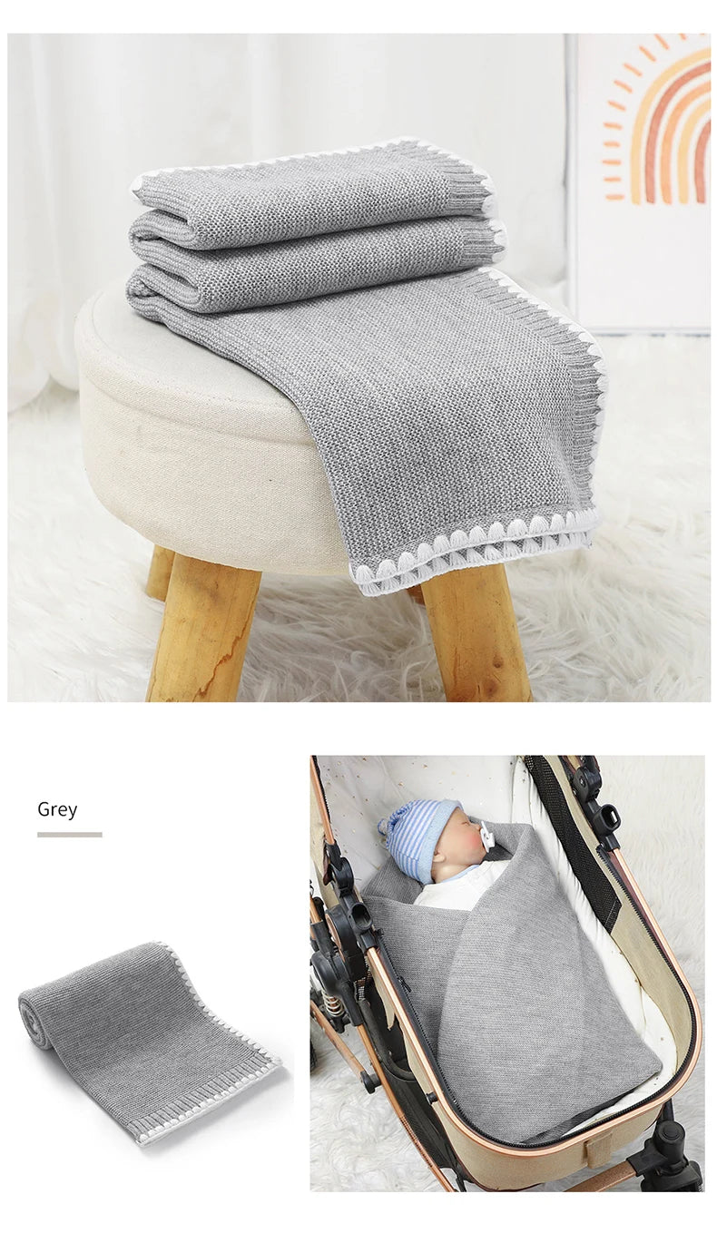 Baby Blankets Knitted Newborn Boy Girl Bedding Quilt 90*70CM Plaid Infant Stroller Swaddle Envelop Wrap Fashion Solid Super Soft