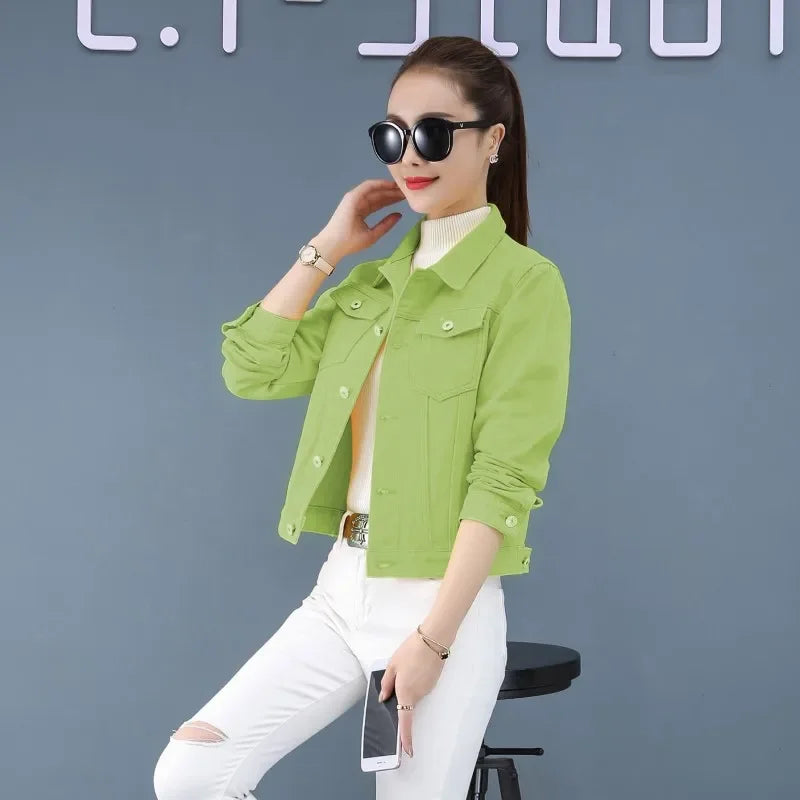 Trendy Denim Jacket For Women Cropped Slim Fit Spring Spring Colorful Student Top Popular On The Internet Versatile Clothing
