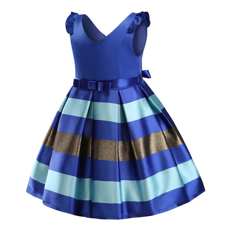 Baby Girls Flower Striped Dress For Girls Floral Wedding Party Dresses Kids Princess Christmas Dress Children Girls Clothing