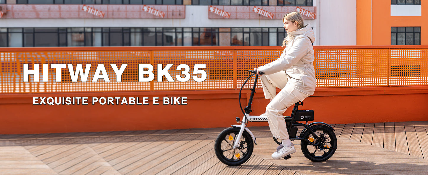 HITWAY BK35 Folding Electric Bike, 16 inch E Bike 250W City E-Bike Max.Range 25-60KM