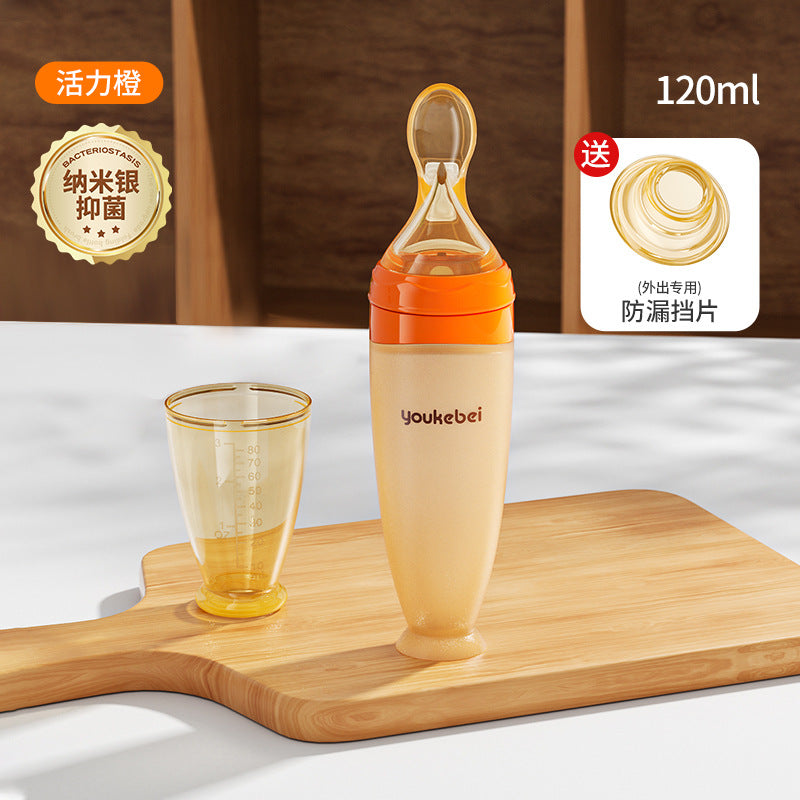 Baby rice porridge spoon, baby bottle, squeezing feeding spoon, baby silicone soft spoon, baby complementary food