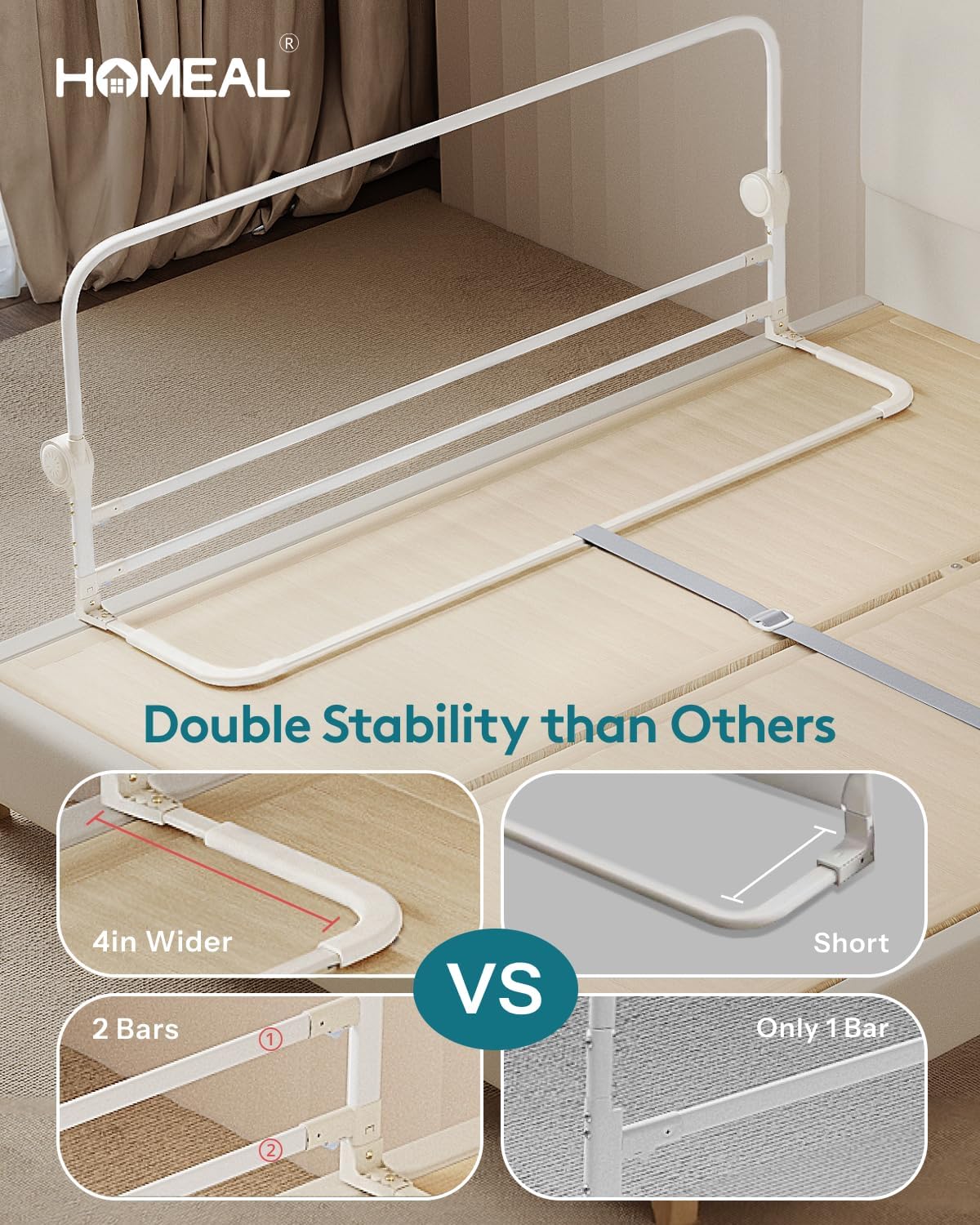 Bed Rail For Toddlers, 59In Swing Down Baby Bed Rail Guard, Toddler Bed Rails For King Size Beds, Twin, Full, Queen, Bed Guard