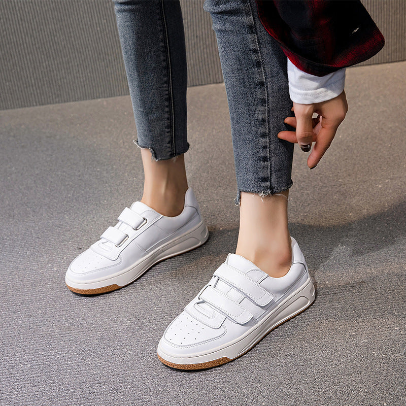 Genuine Leather Round Toe Low-cut Female Student Loafers