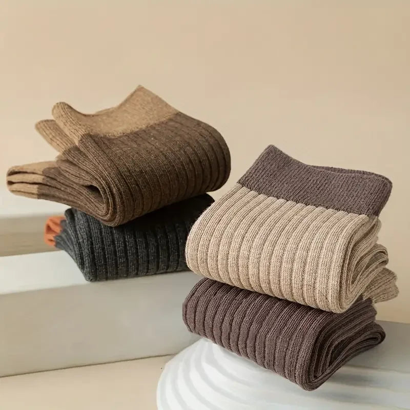 7 Pairs of Cozy Patchwork Crew Socks - Soft, Breathable, and Comfy Mid Tube Socks for Fall & Winter