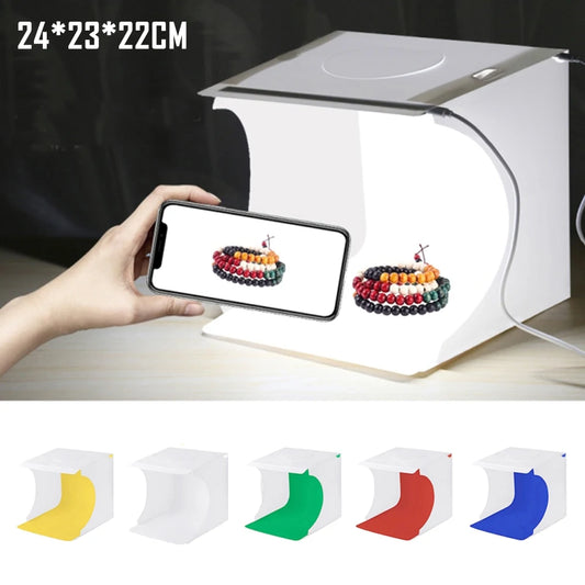 Mini 40Pcs LED Light Room foliding Photography Lighting Softbox Tent Photobooth Backdrop USB Cube Box Photo Studio Light Box
