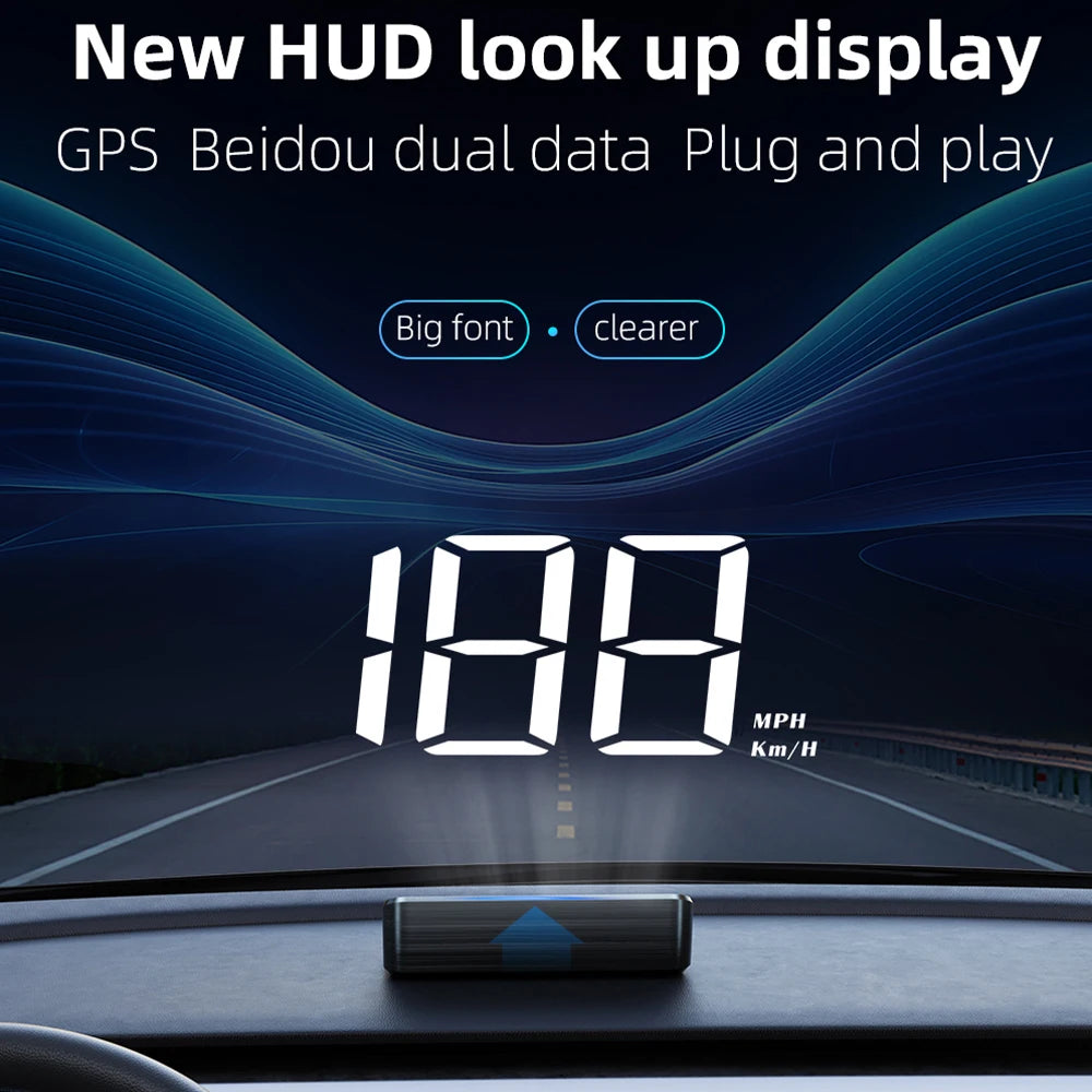 Car HUD Head Up Display Universal Digital GPS MPH Speedometer HD LCD Projection On Glass Windshield Projector for All Cars