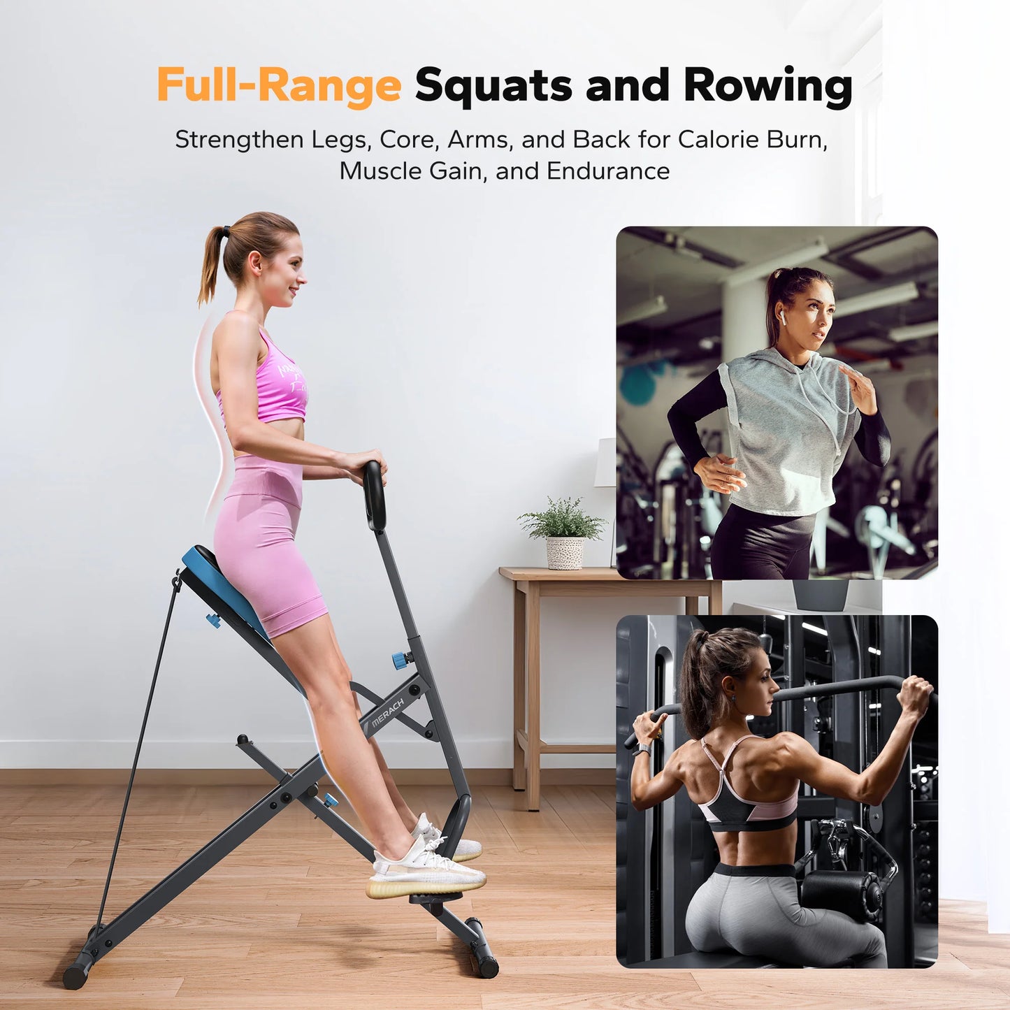Adjustable Foldable Squat Machine for Home Workout