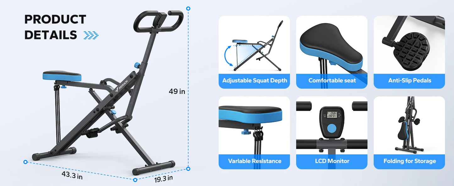 Adjustable Foldable Squat Machine for Home Workout