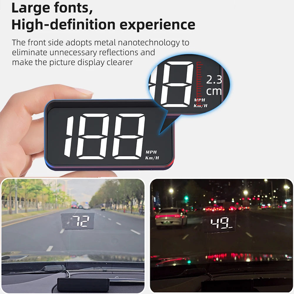 Car HUD Head Up Display Universal Digital GPS MPH Speedometer HD LCD Projection On Glass Windshield Projector for All Cars