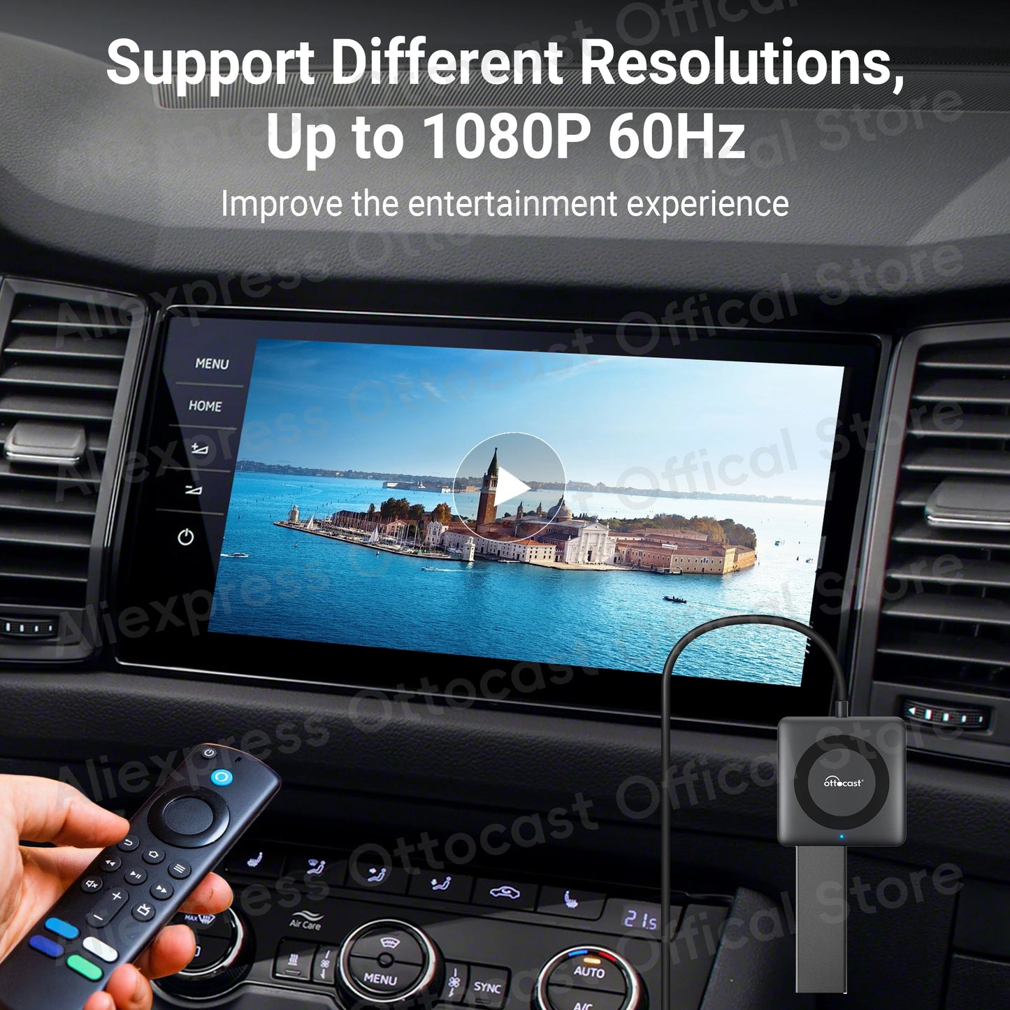 OTTOCAST Car TV Mate C4 Wireless Android Auto CarPlay Adapter Support for HDMI input Video Converter for TV Sticks Game Consoles