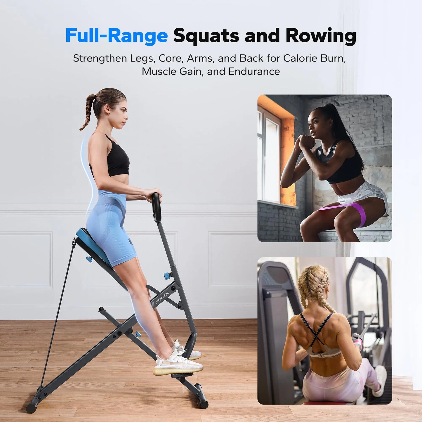 Adjustable Foldable Squat Machine for Home Workout